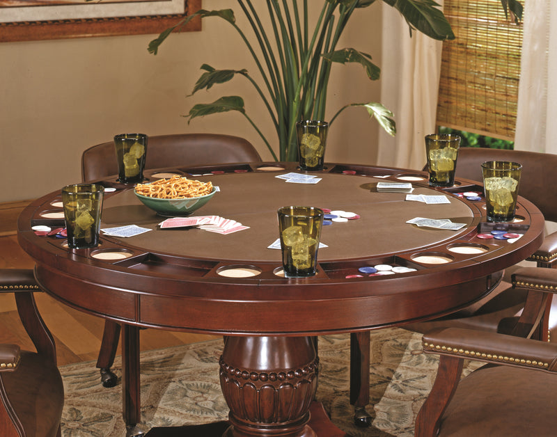 Steve Silver Tournament Cherry Black Top Dining And Game Table