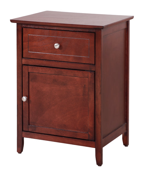Glory Furniture Izzy Cherry 1 Drawer 1 Door Nightstand
