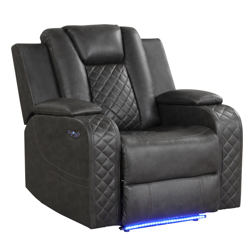 Galaxy Home Benz Gray LED Power Reclining Chair