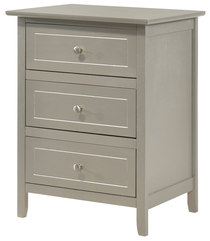 Glory Furniture Daniel Silver Champagne 3 Drawers Nightstand