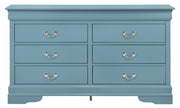 Glory Furniture Louis Phillipe Teal 6 Drawers Dresser