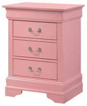 Glory Furniture Louis Phillipe Pink 3 Drawers Nightstand