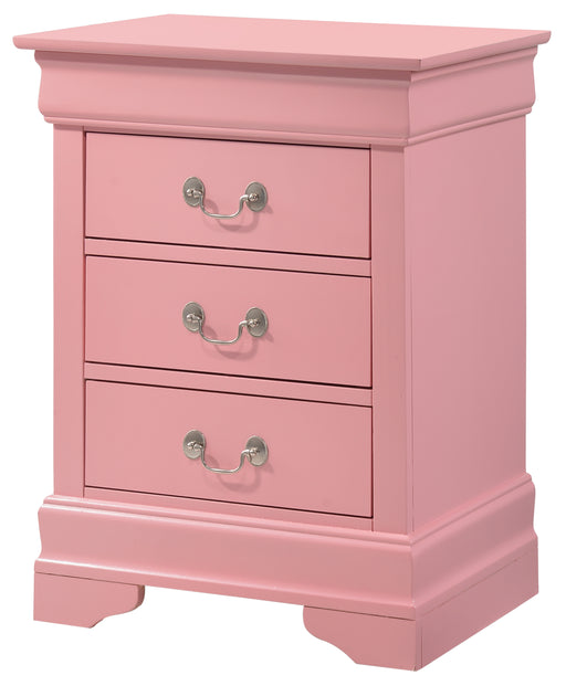Glory Furniture Louis Phillipe Pink 3 Drawers Nightstand
