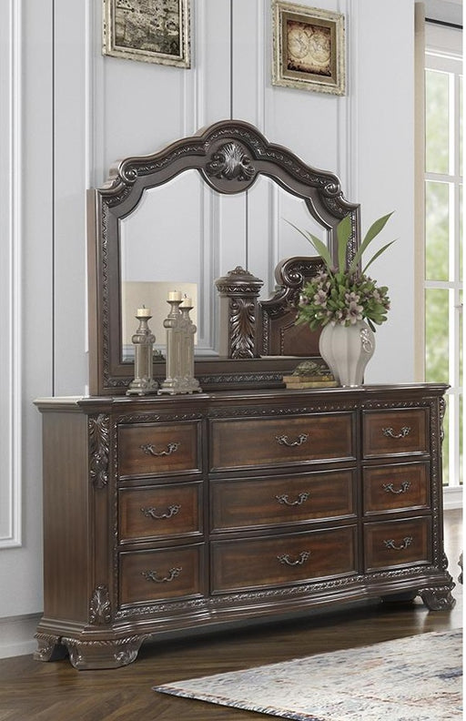 Galaxy Home Vintage Walnut Desser And Mirror