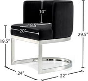 Meridian Furniture Gianna Grey Velvet Chrome Dining Chair