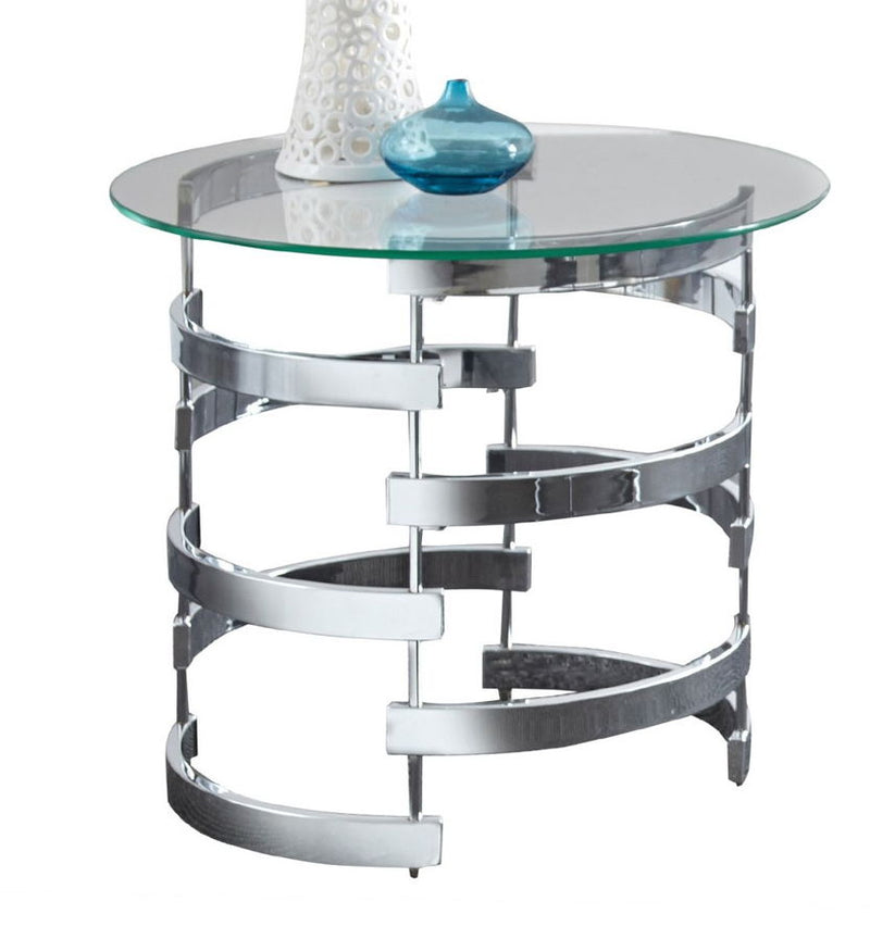 Steve Silver Tayside Clear Chrome Square End Table