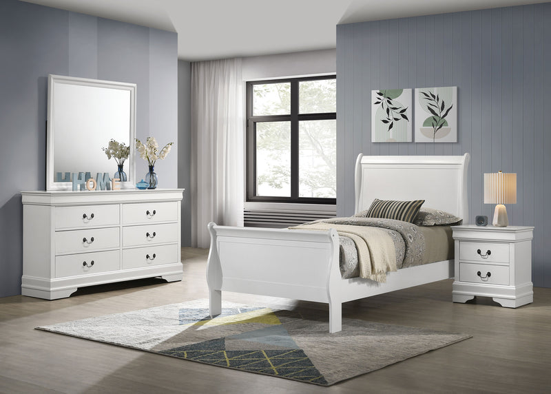 Coaster Furniture Louis Philippe White 4pc Bedroom Set with Twin Bed