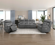 Home Elegance Laconia Gray Power Double Reclining Sofa
