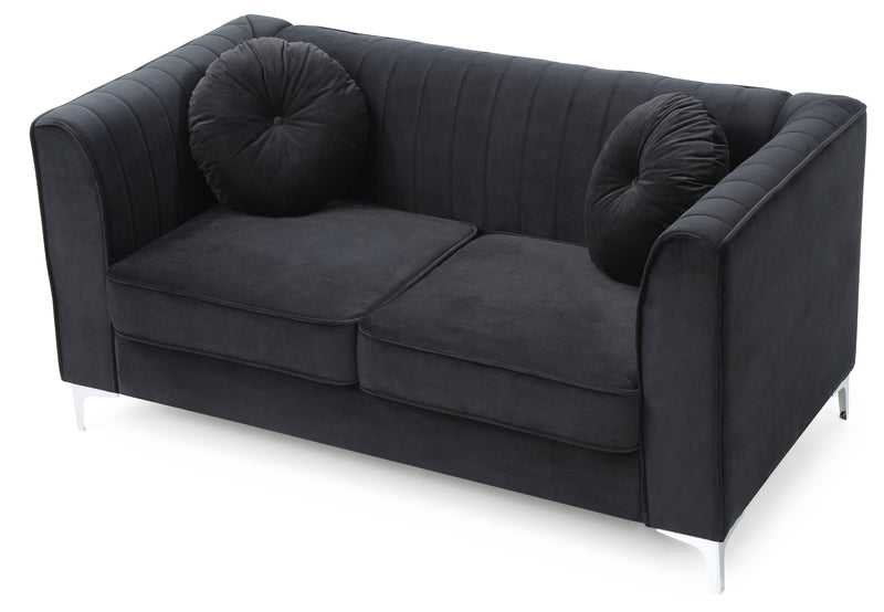 Glory Furniture Delray Black Velvet Microsuede Loveseat