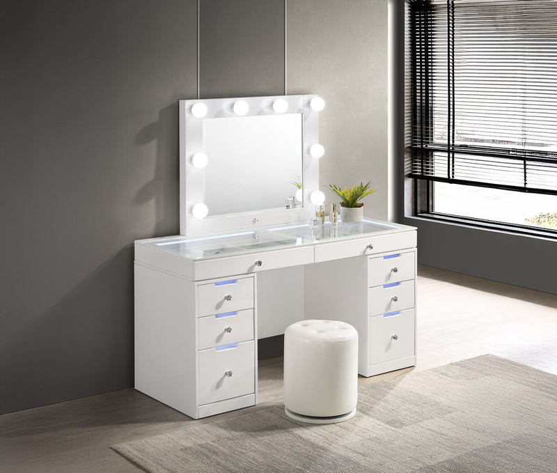 Crown Mark Luxo White Vanity SET with LED