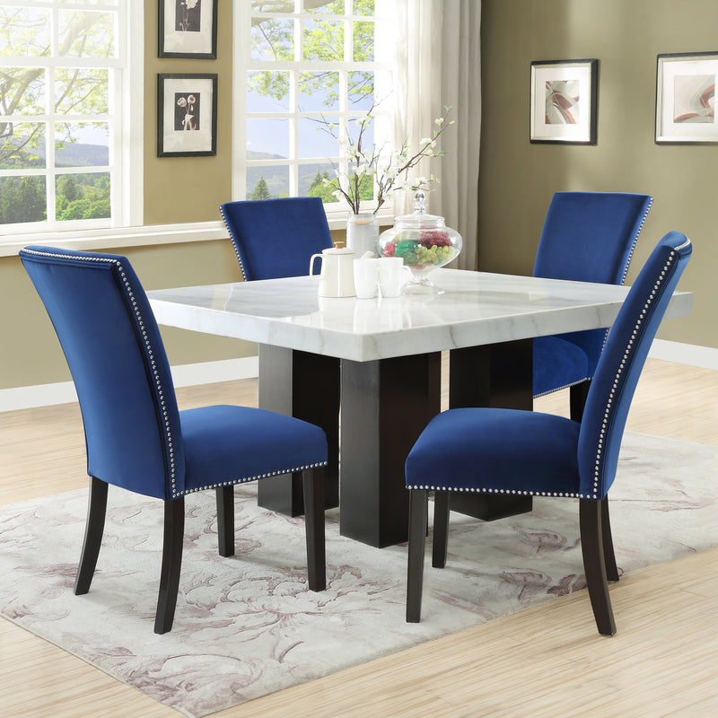 Steve Silver Camila White Blue 5pc Square Dining Set