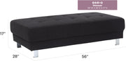 Glory Furniture Riveredge Black Fabric Milan Ottoman