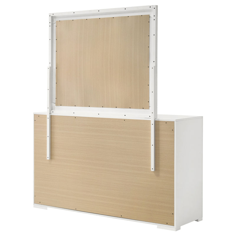 Coaster Furniture Ives White High Gloss Dresser and Mirror