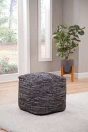 Steve Silver Omari Black Square Handwoven Woolen Pouf