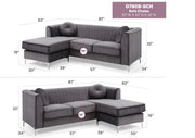 Glory Furniture Delray Gray Velvet Microsuede Sofa Chaise