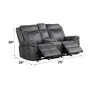 Acme Furniture Zubaida Dark Gray Power Motion Loveseat with Console