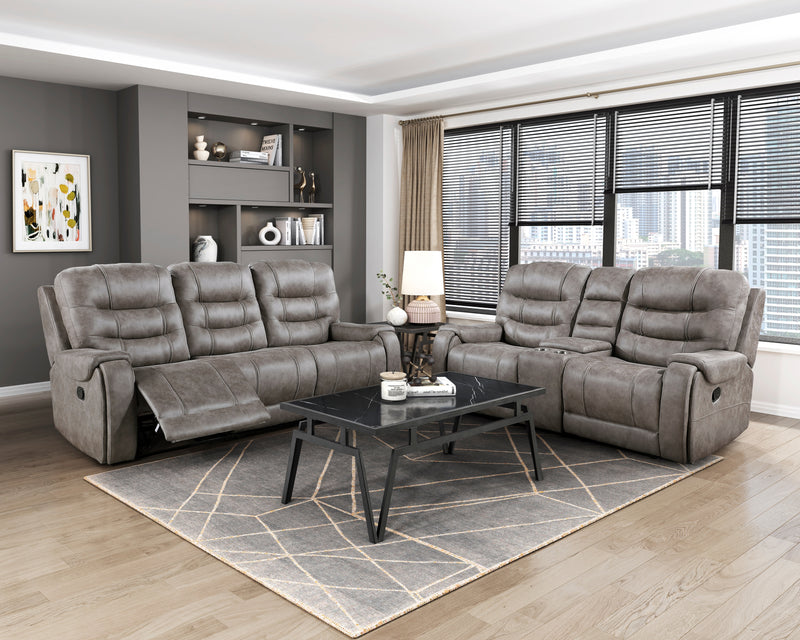 Home Elegance Oberon Dark Gray Double Reclining Sofa