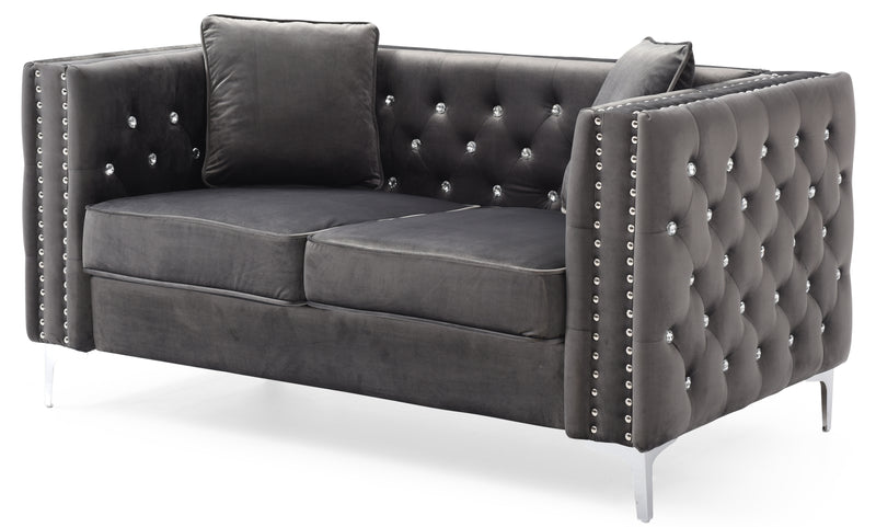 Glory Furniture Paige Gray Velvet Loveseat