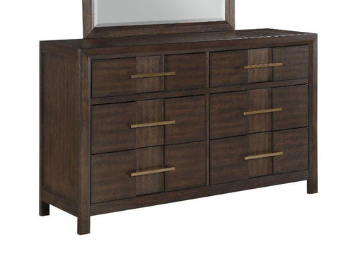 Galaxy Home Kenzo Walnut 6 Drawer Dresser And Mirror