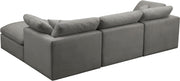 Meridian Furniture Plush Cream Velvet Modular 4pc Sectional with Ottoman