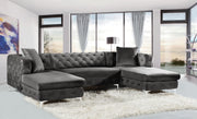 Meridian Furniture Gail Grey Velvet 3pc Sectional