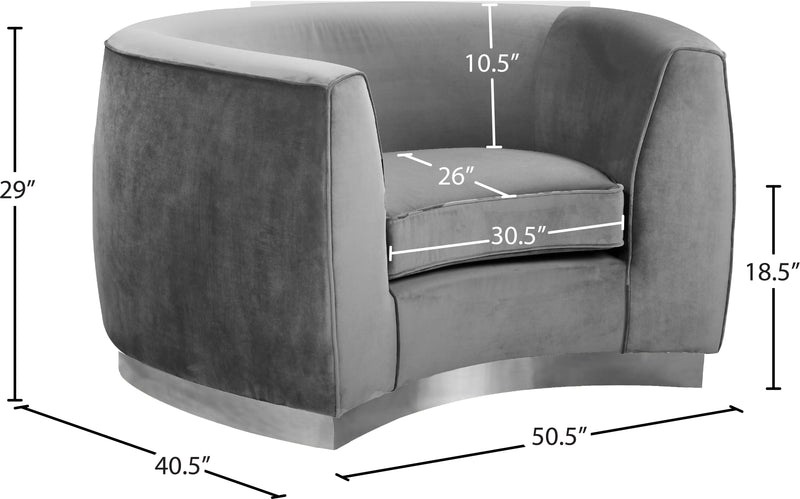 Meridian Furniture Julian Navy Velvet Chrome Chair