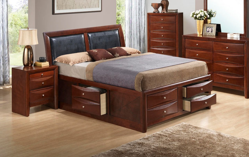 Glory Furniture Marilla Cherry Faux Leather Twin Storage Bed