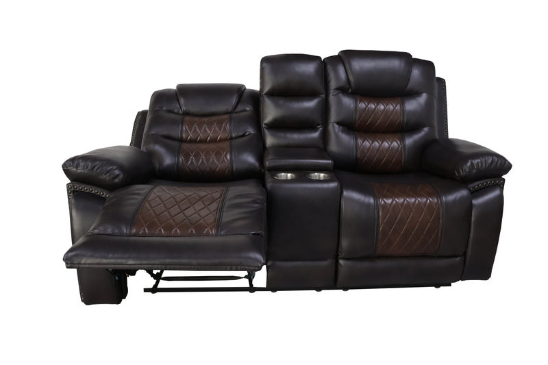 New Classic Furniture Nikko Brown Console Loveseat with Dual Recliners