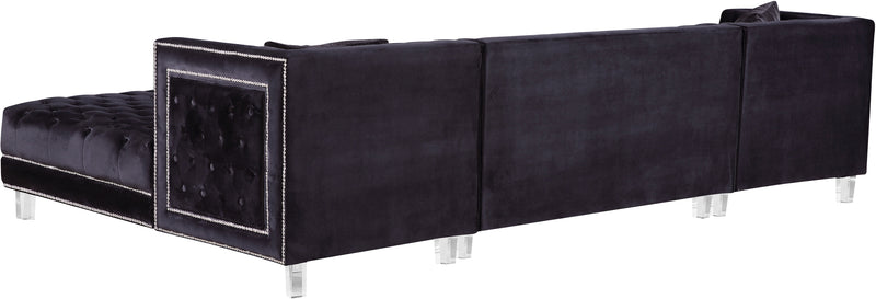 Meridian Furniture Moda Black Velvet 3pc Sectional