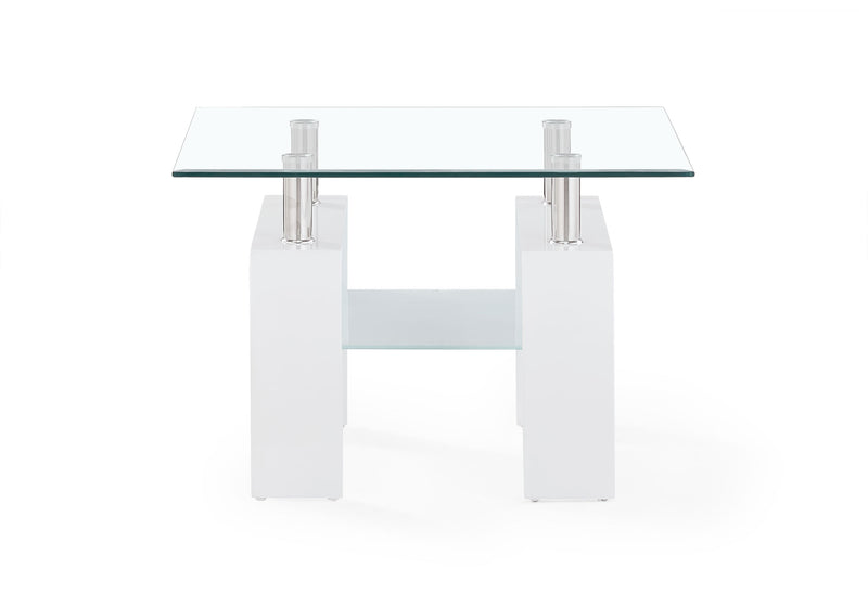 Global Furniture T648 Clear White End Table