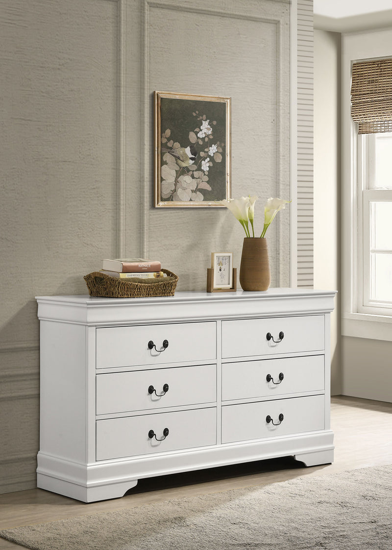 Coaster Furniture Louis Philippe White 6 Drawer Dresser