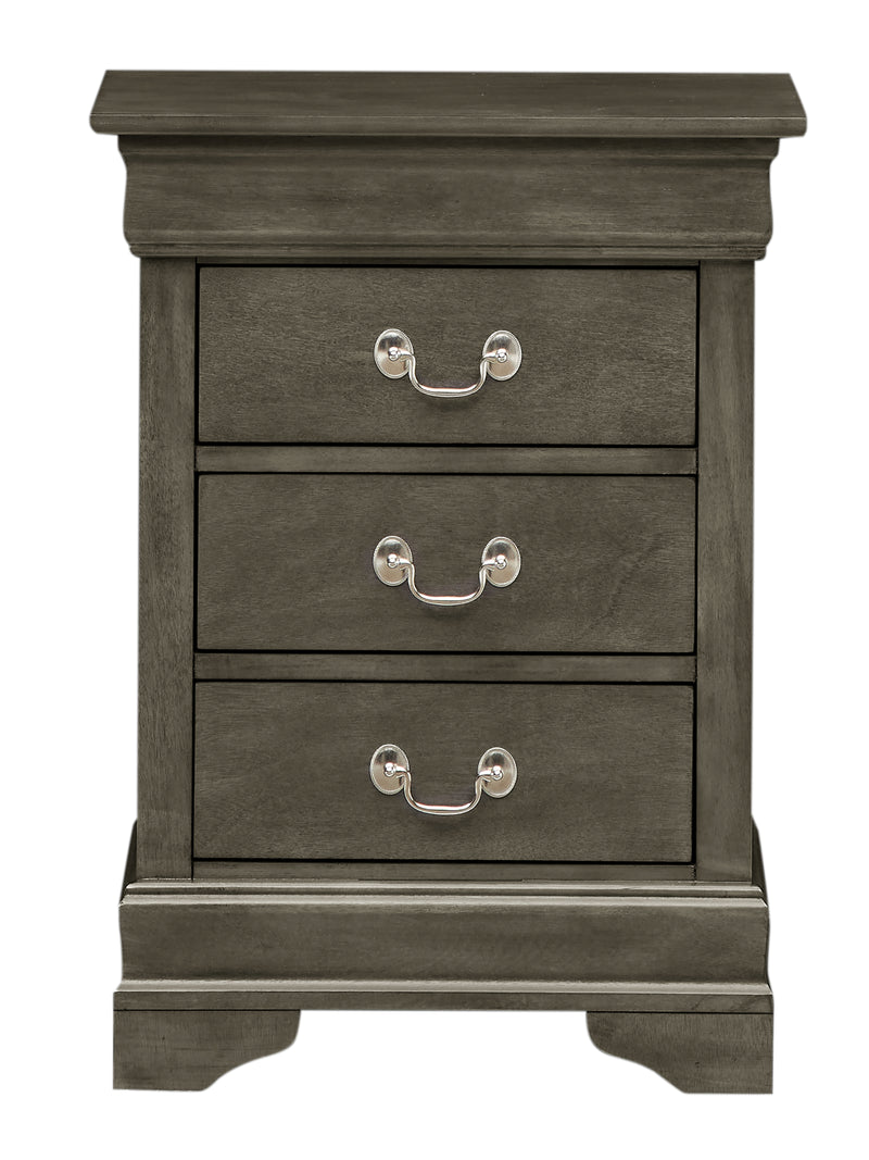 Glory Furniture Louis Phillipe Silver Champagne 3 Drawers Nightstand