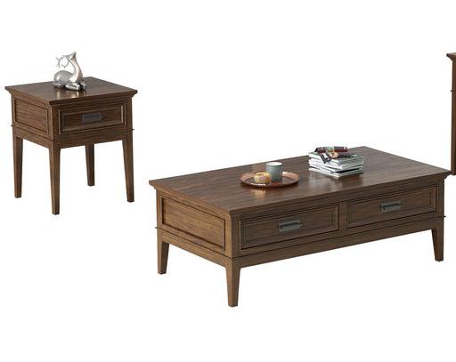 Home Elegance Frazier Park Dark Cherry 3pc Coffee Table Set
