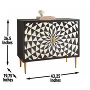 Steve Silver Benzara Black White 2 Door Bone Inlay Sideboard