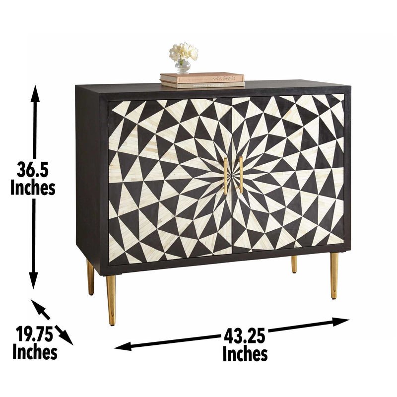 Steve Silver Benzara Black White 2 Door Bone Inlay Sideboard