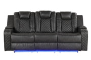 Galaxy Home Benz Gray LED Power Reclining Sofa