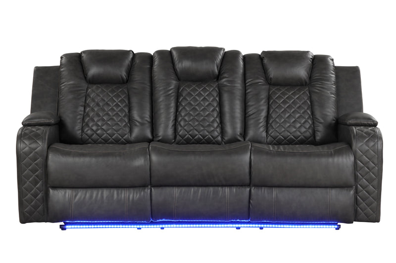 Galaxy Home Benz Gray LED Power Reclining Sofa