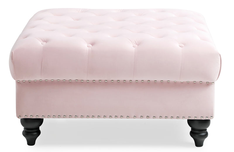 Glory Furniture Nola Pink Velvet Ottoman