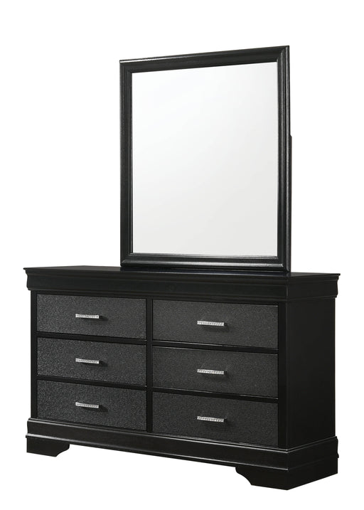 Crown Mark Amalia Black Dresser and Mirror