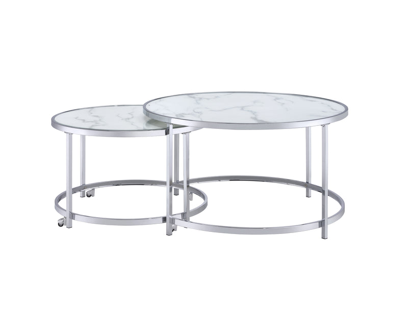 Steve Silver Rayne White Nesting Cocktail Tables
