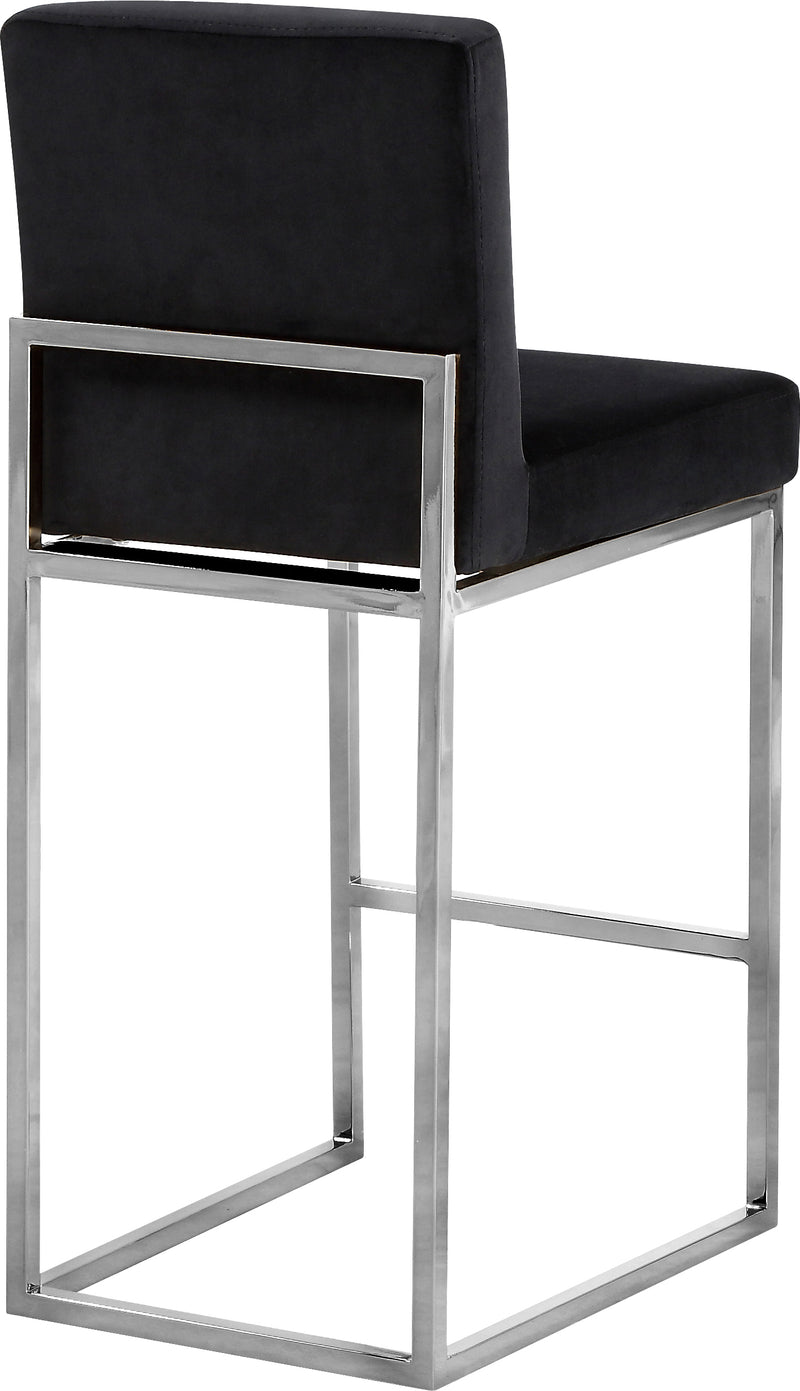 Meridian Furniture Giselle Black Velvet Chrome Counter Height Stool