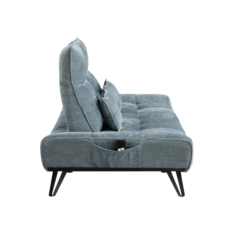 Home Elegance Quonsett Blue Sofa with Adjustable Headrests