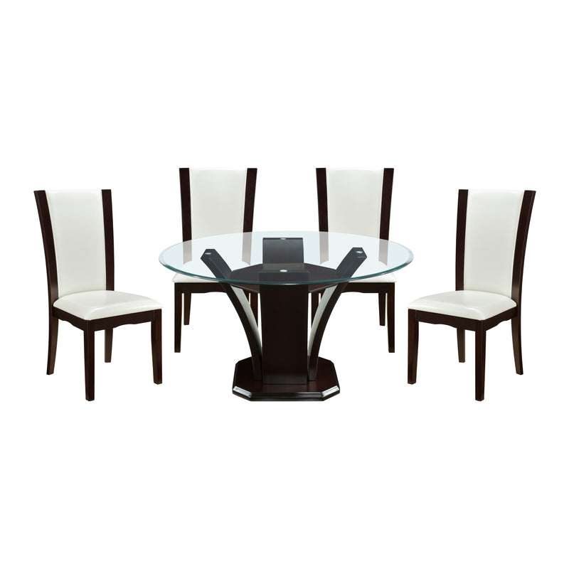 Home Elegance Daisy Espresso White 5pc Dining Room Set