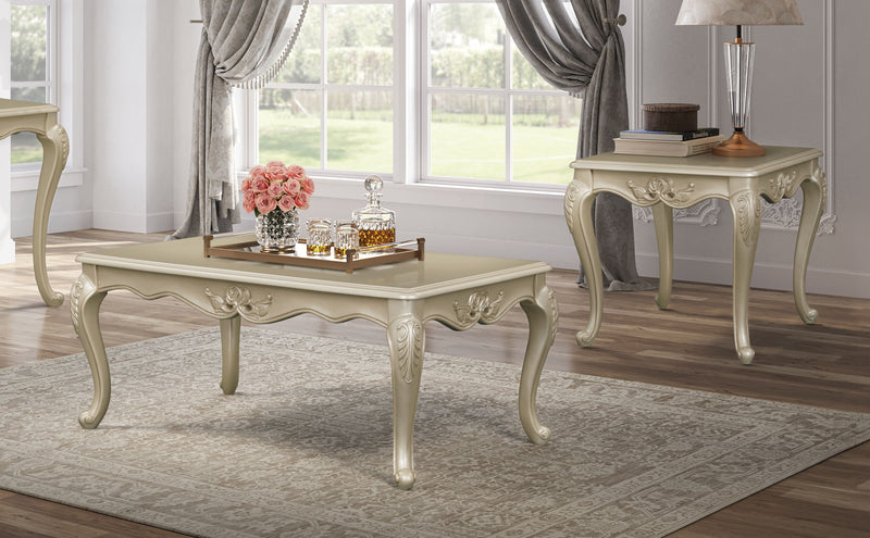 Acme Furniture Libertee Champagne 3pc Coffee Table Set