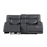 New Classic Furniture Titan Gray Console Loveseat with Power Headrest Footrest