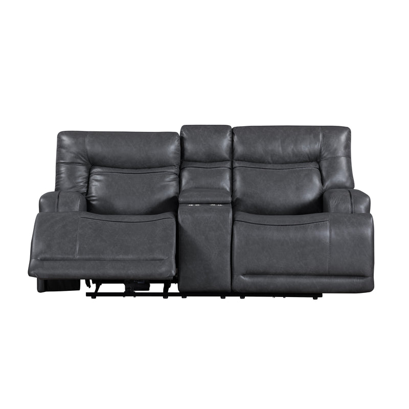 New Classic Furniture Titan Gray Console Loveseat with Power Headrest Footrest