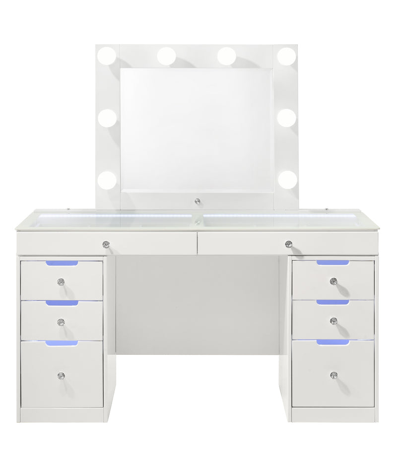 Crown Mark Luxo White Vanity SET with LED