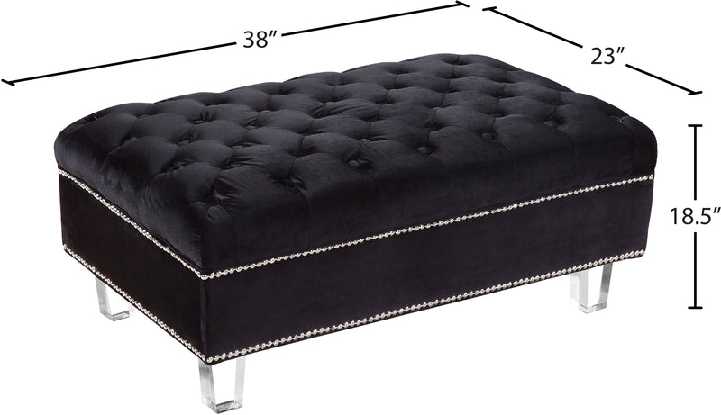 Meridian Furniture Lucas Grey Velvet Ottoman