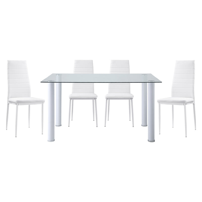Home Elegance Florian White Silver 5pc Dining Room Set