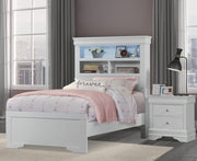 Global Furniture Pompei White 4pc Twin Bookcase Bedroom Set